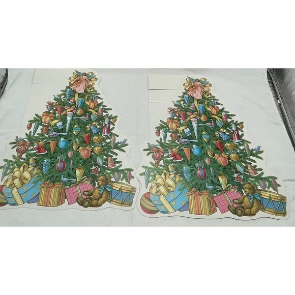 Vintage 2 Paper Magic Group Christmas Tree Bear Gifts Die Cut Decoration 13” - Picture 14 of 15